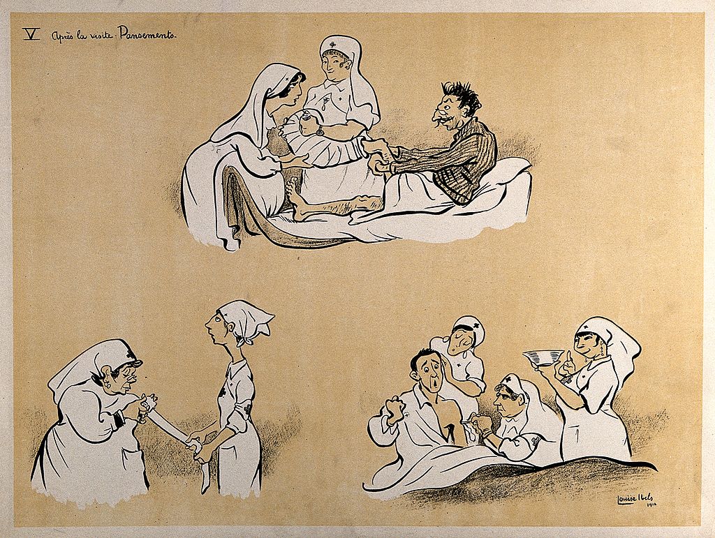 Three_comical_hospital_scenes;_one_patient_has_his_leg_dress_Wellcome_V0015708 (2)